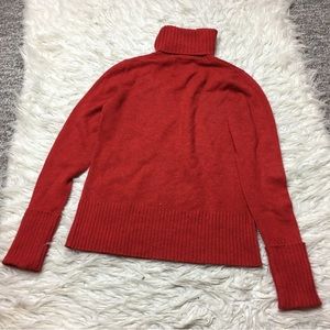 Anthropologie 100% Cashmere Cynthia Rowley Turtleneck Sweater Red Orange XS